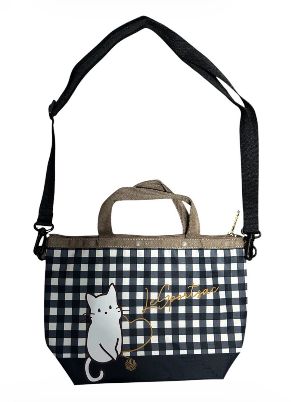 LeSportsac Cat & Checkered Crossbody Tote - Picture 2 of 5